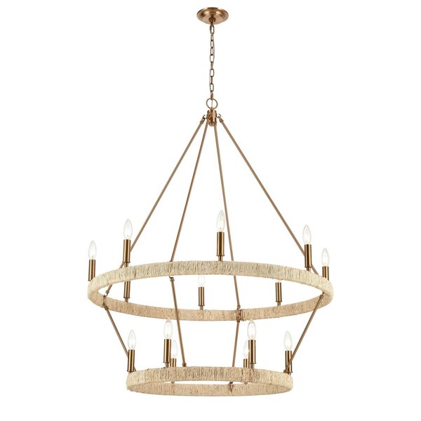 Elk Home Abaca 36'' Wide 14-Light Chandelier - Satin Brass 32418/8+6